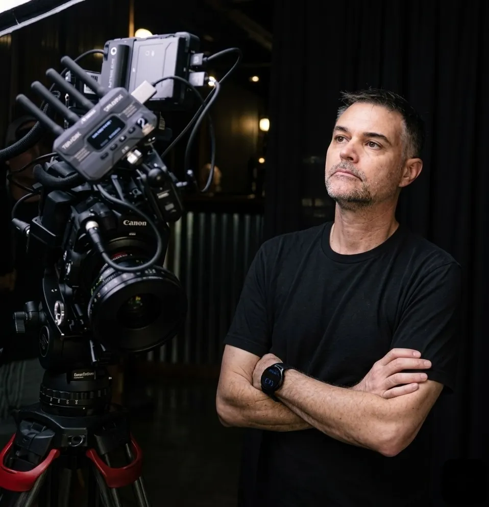 Jeremy Blakley on set